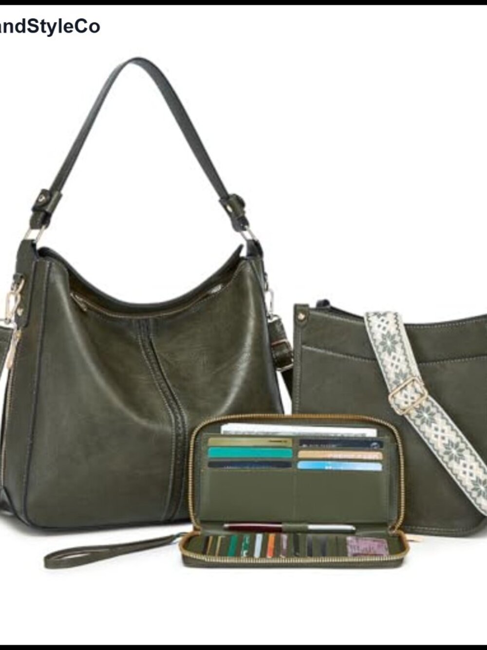 3PCS Crossbody Bag Set Large Vegan Leather Shoulder Purse with Wallet
